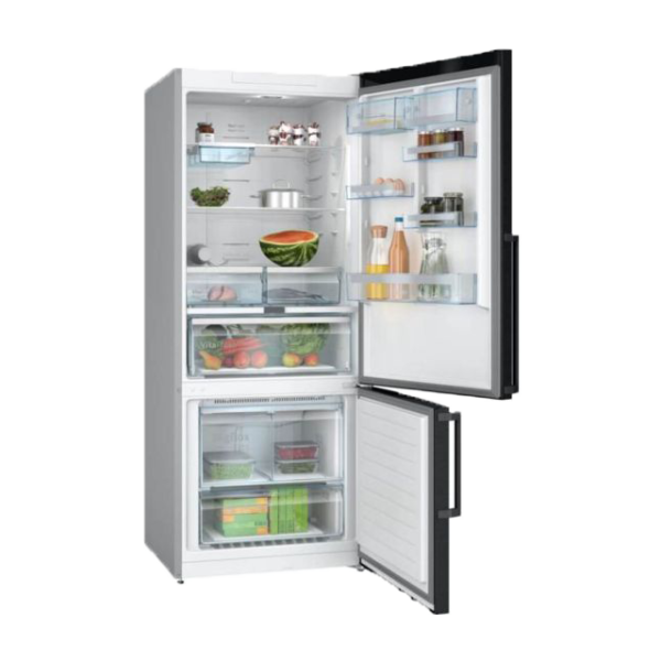 ⁦מקרר 2 דלתות בוש מקפיא תחתון NO FROST 526L - נירוסטה שחורה מוברשת - דגם Bosch KGN76AXDR⁩ – תמונה ⁦2⁩