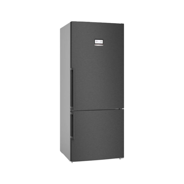 מקרר 2 דלתות בוש מקפיא תחתון NO FROST 526L - נירוסטה שחורה מוברשת - דגם Bosch KGN76AXDR